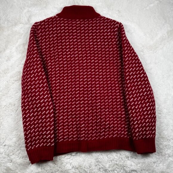 LL Bean Made in Norway Birdseye Nordic 100% Wool Full Zip Sweater Women's Large - Picture 8 of 9